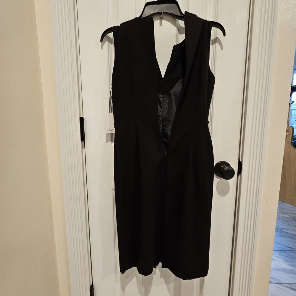 NWT Calvin Klein Black Ruffle Sleeveless Dress Size 2 - Picture 7 of 7